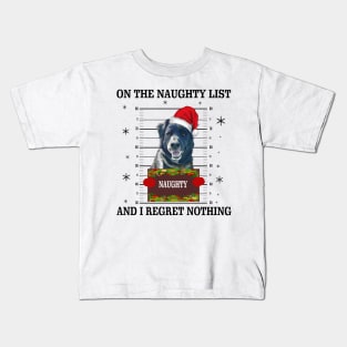 mugshot dog-On The Naughty List And I Regret Nothing Kids T-Shirt